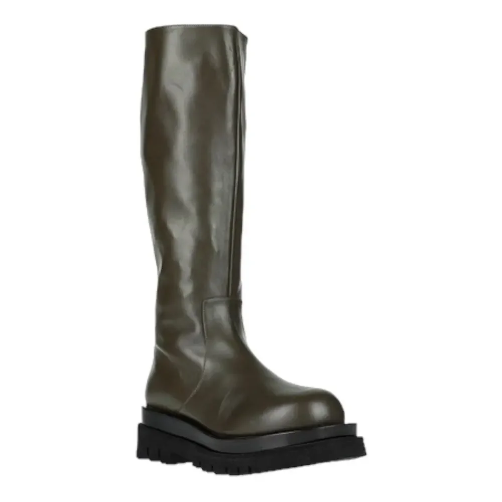 Jeffrey Campbell Tanked Knee High Lug Sole Dark Green Platform Boots Size 8.5